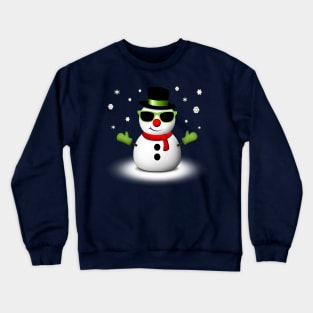 Cool Snowman with Shades and Adorable Smirk Crewneck Sweatshirt